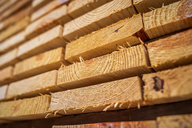 Stack of dimensional lumber boards